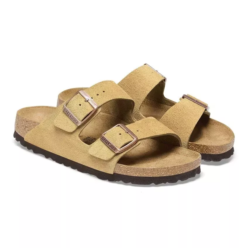 Birkenstock Beige Suede Slippers: Buckle, Bow & Fit