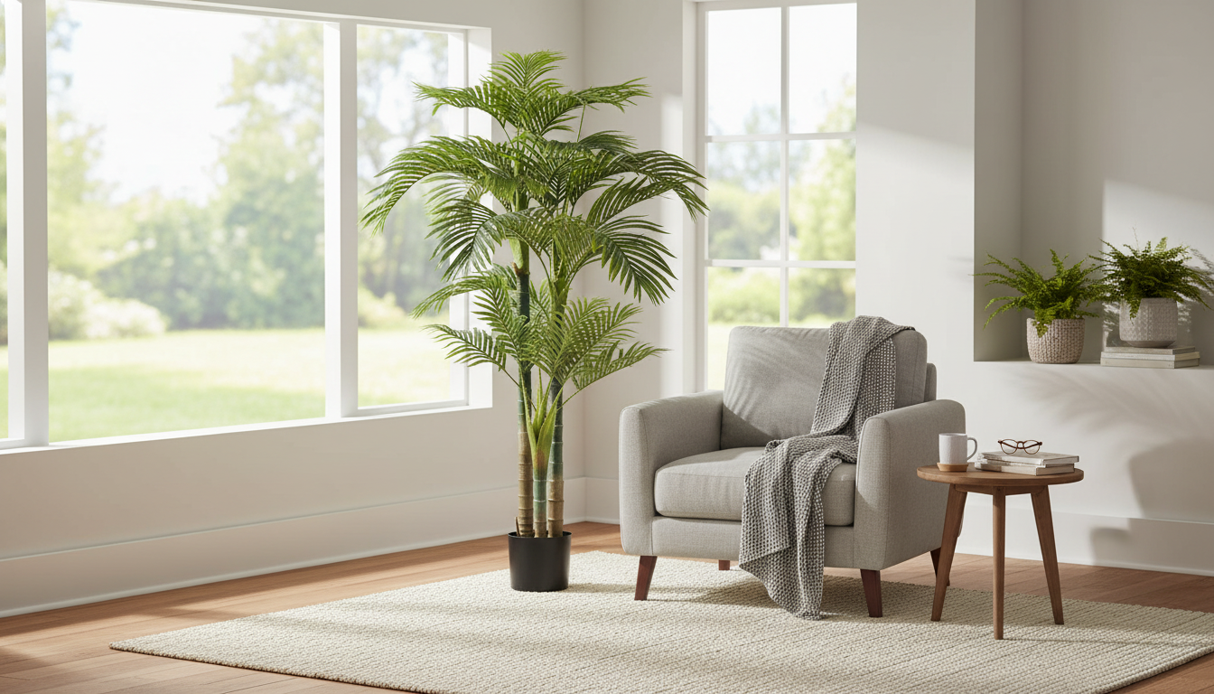 6.5ft Lifelike Gold Cane Palm: No-Maintenance Style