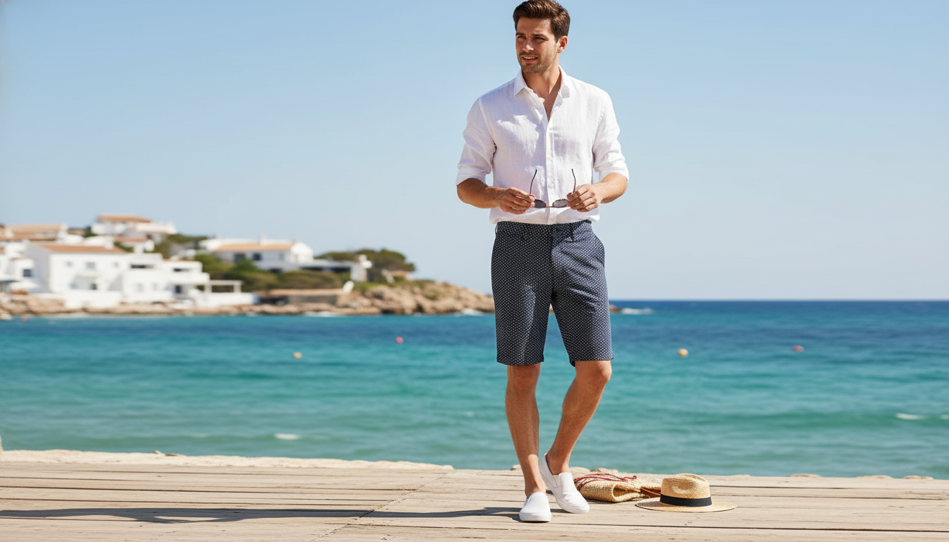 A|X Geometric Blue Cotton Shorts: Summer Styling Guide