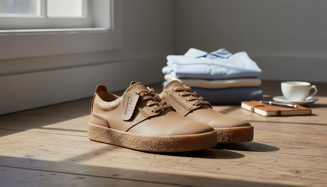 Clarks Men’s Beige Leather Lace-Ups for Smart Casual