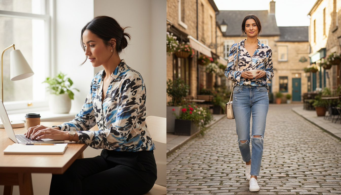 Guess Beige Button-Up Blouse: Work-to-Weekend Styling