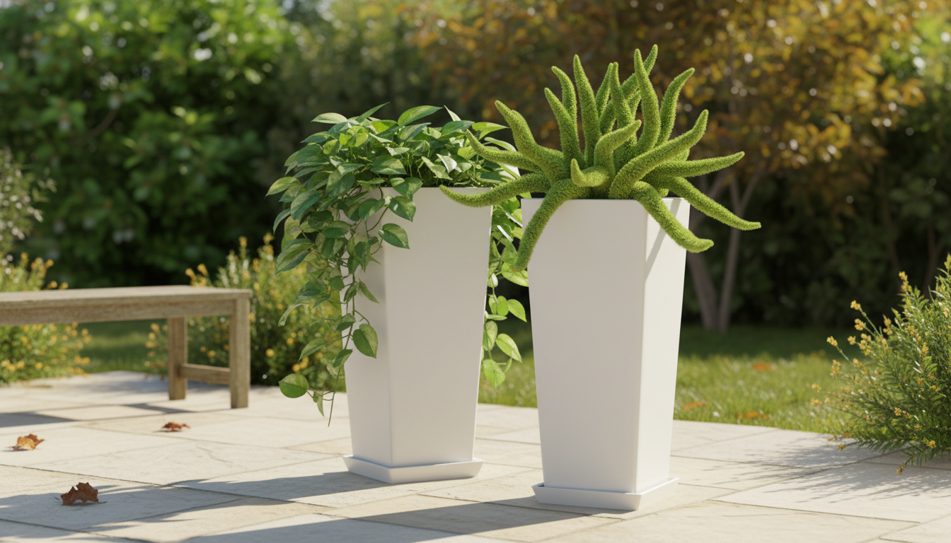 24-Inch Tall Outdoor Planter Set (2) for Indoor/Outdoor