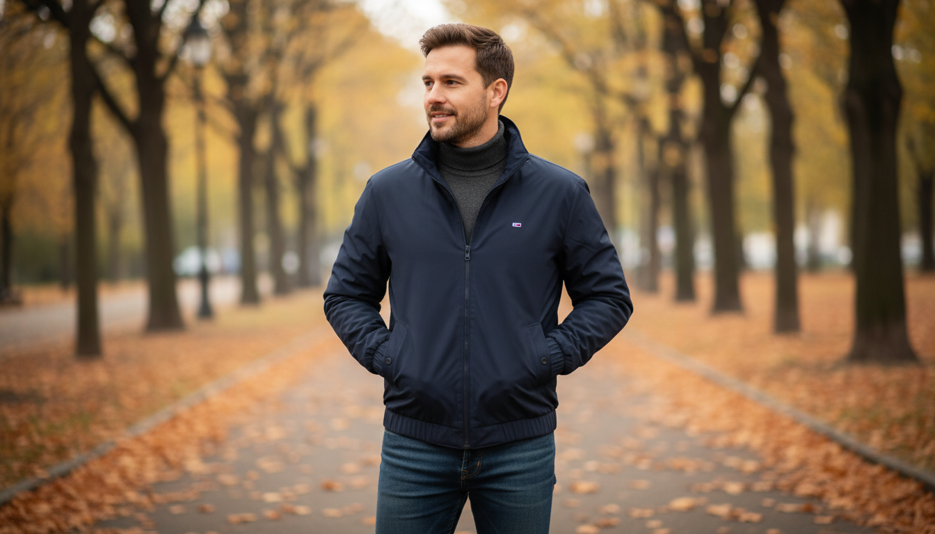 Tommy Hilfiger Men’s Blue Turtleneck Jacket Fit & Style