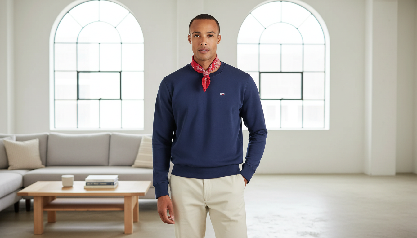 Tommy Hilfiger Men’s Sweatshirt: Blue, Clean, Easy