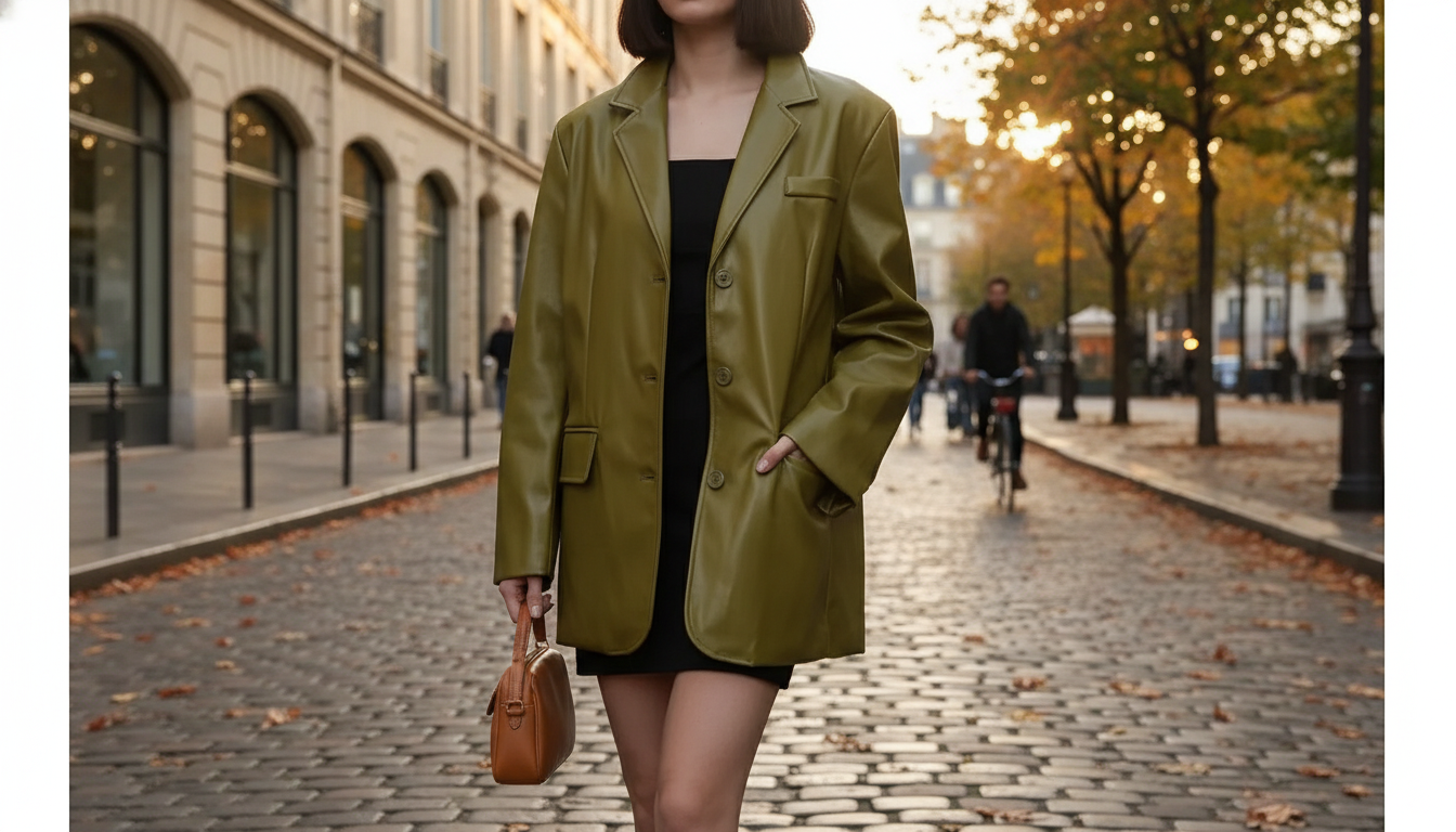Vintage Green Single-Breasted Leather Blazer Coat Guide