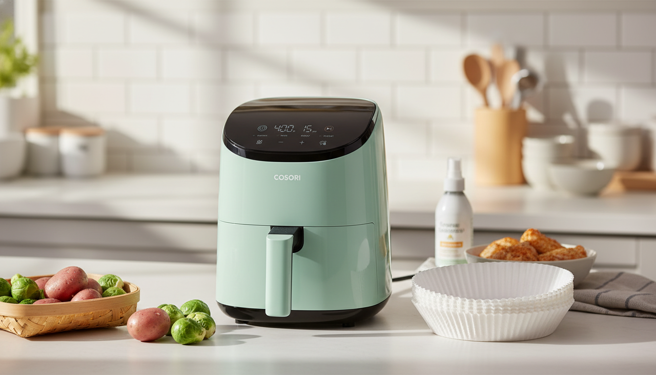 2.1 Qt Mini Air Fryer + 100 Liners for Easy Cleanup