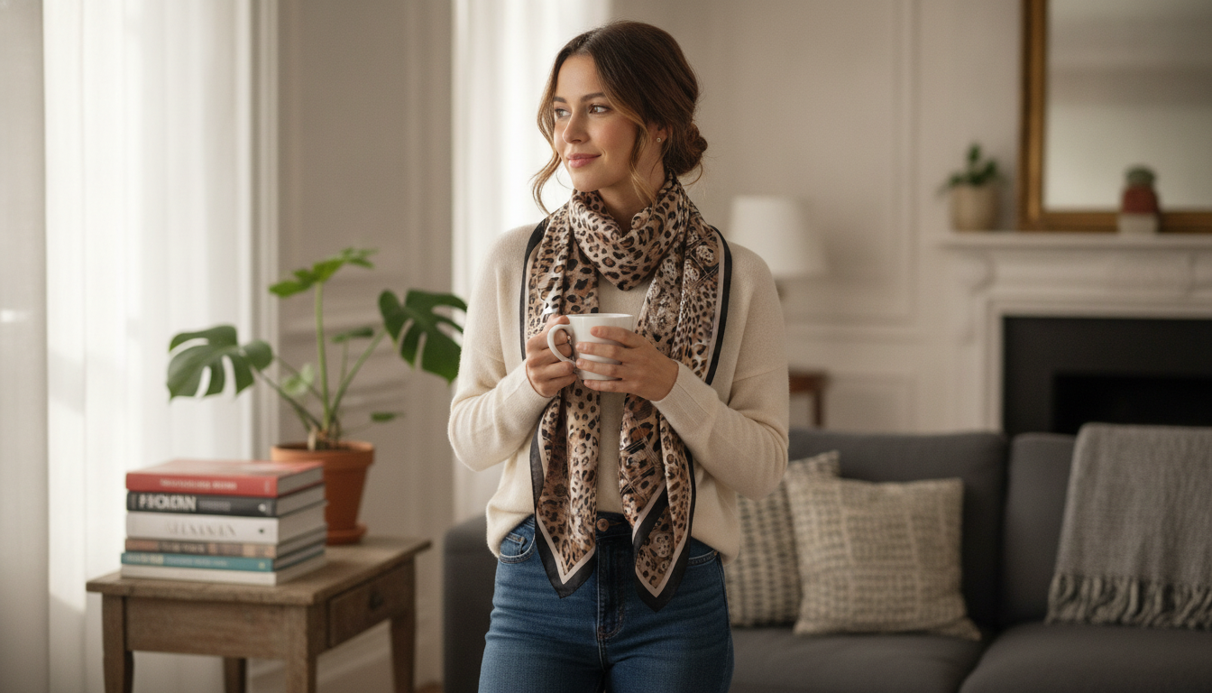How to Style the Guess Brown Leopard Print Scarf