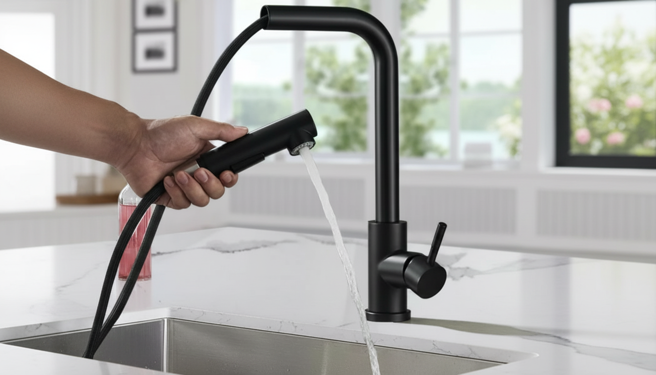 Black 360° Rotating Faucet Nozzle: Stream to Spray