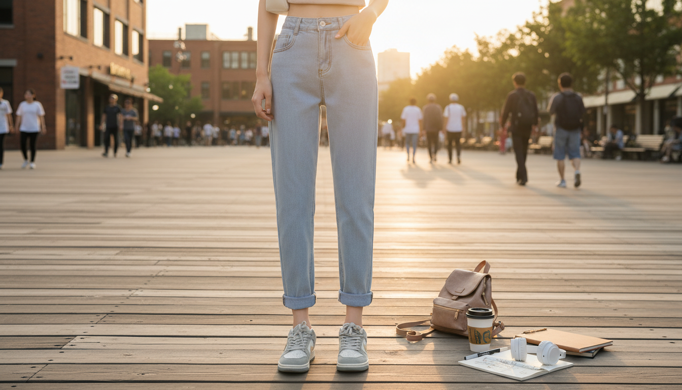 Light Blue High-Waist Harem Jeans: Casual Fit Guide