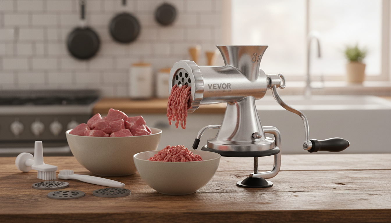 Stainless Manual Meat Grinder: Suction + Clamp Stability
