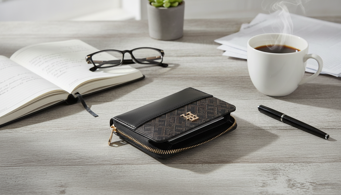 Tommy Hilfiger Printed Zip Wallet: Black & Secure