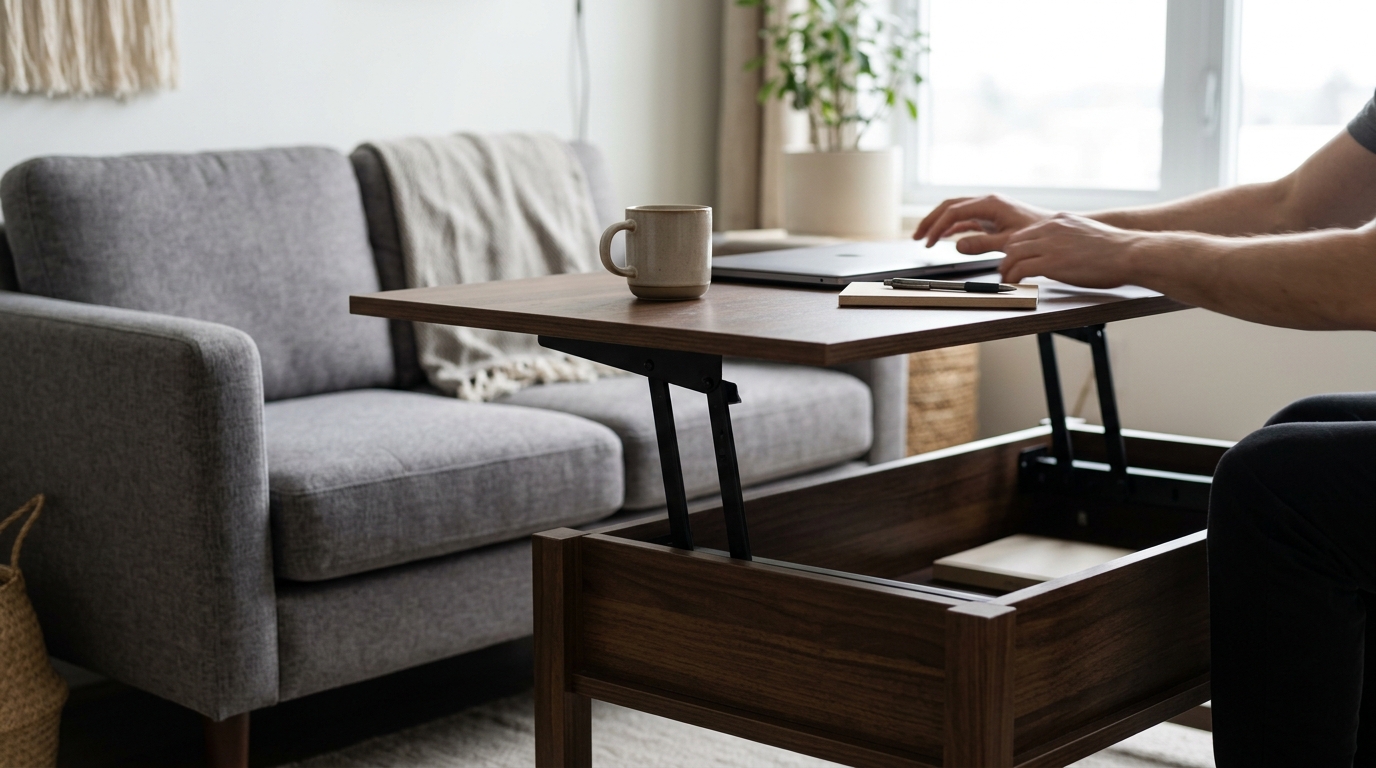 Lift-Top Coffee Table Size for Small Sofas (Best Fit)