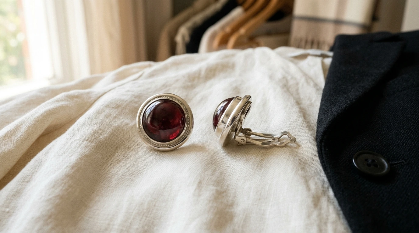 Garnet 925 Sterling Silver Clip-On Earrings (Women)