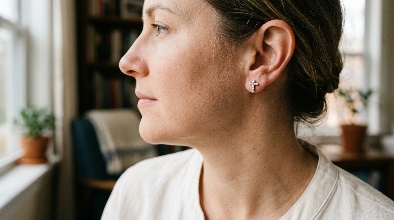 Moissanite Cross Stud Earrings: Everyday Sparkle & Meaning