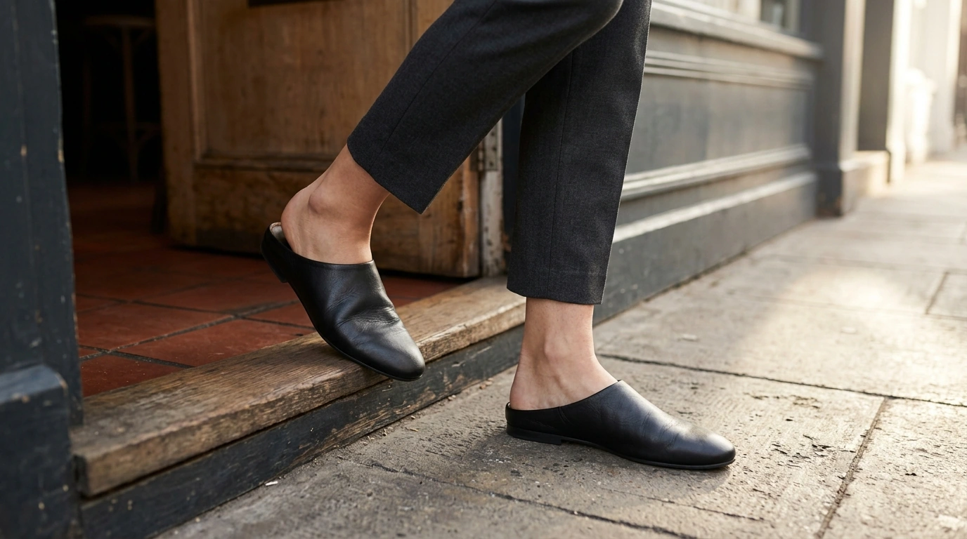 Furla Women’s Black Leather Slippers for Daily Polish
