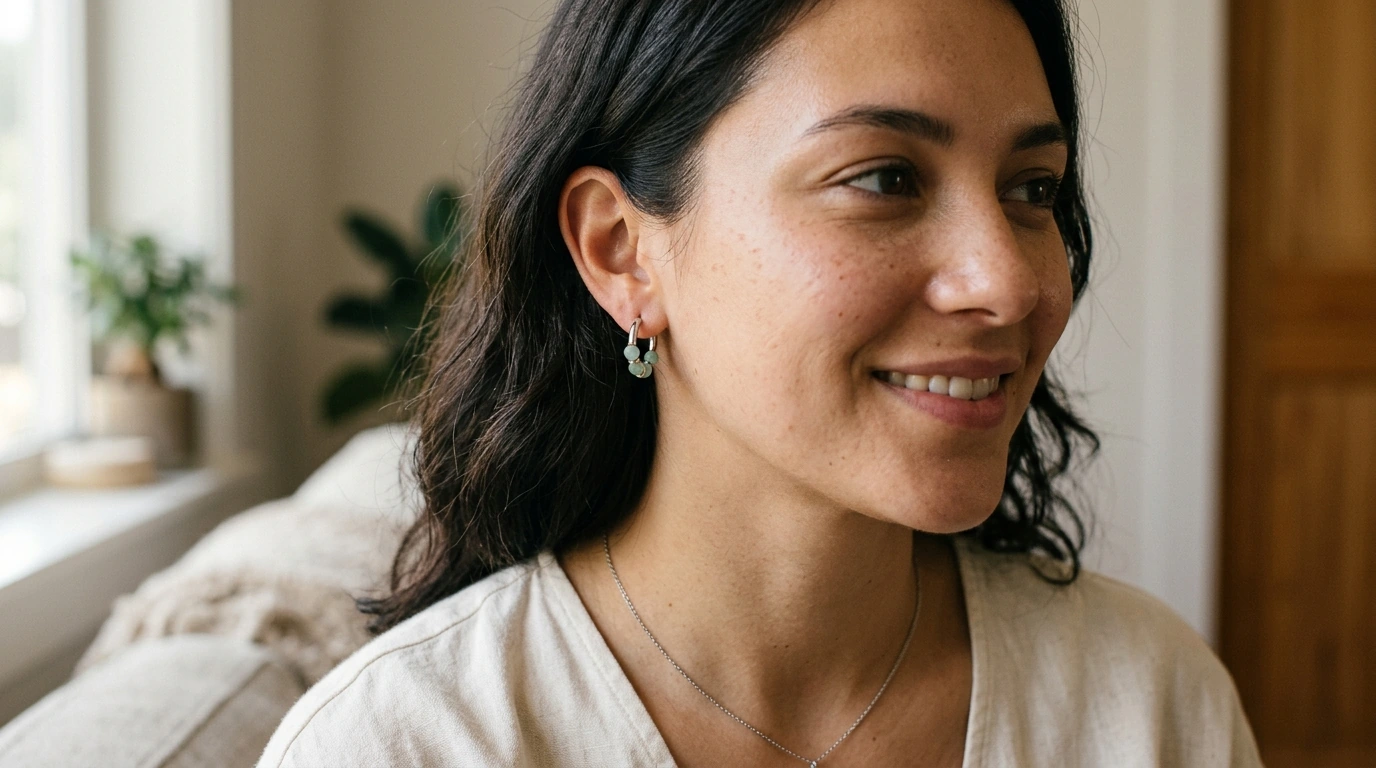 Green Stone Hoop Earrings: Minimal Pop, Daily Wear