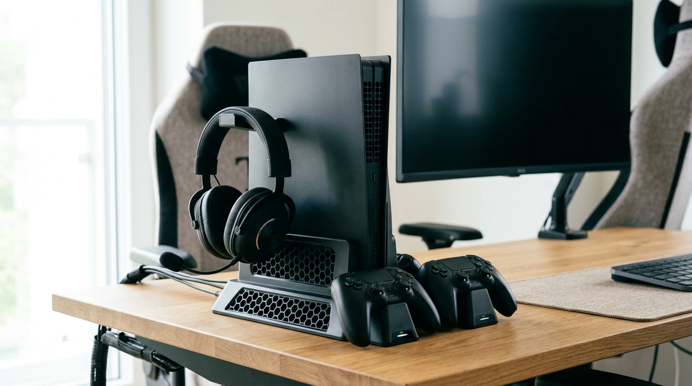 PS5 Slim Cooling Stand: Charge, Cool, Organize Fast