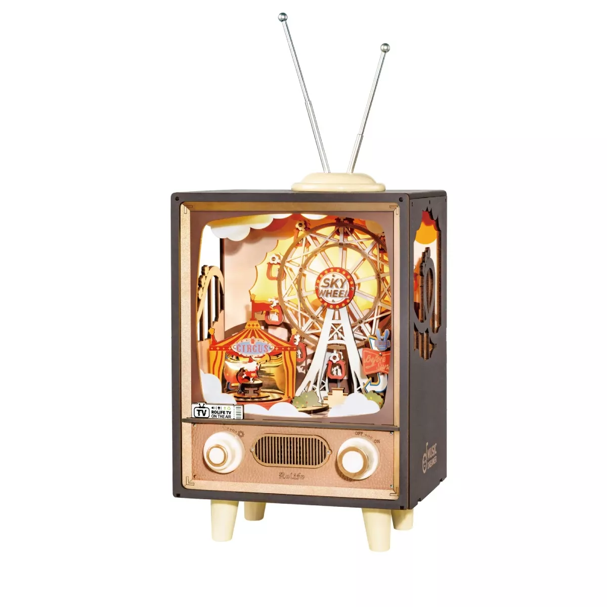 Sunset Carnival Ferris Wheel Music Box with Lights