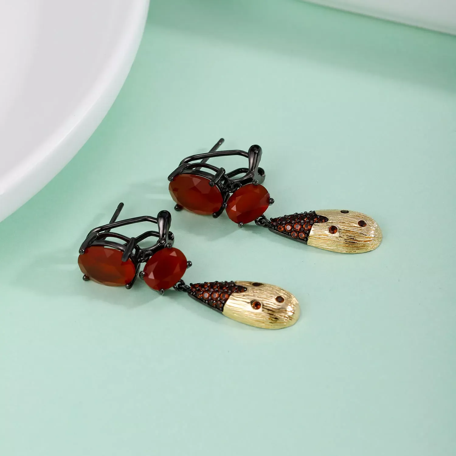 Red Agate Sterling Silver Drop Earrings: Gift-Ready