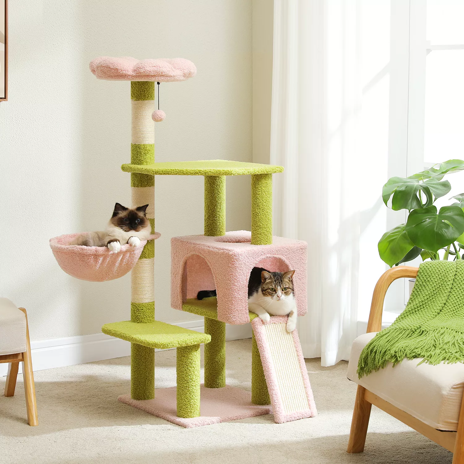 Flower Cat Tree: Sisal Scratching Posts + Cozy Perch