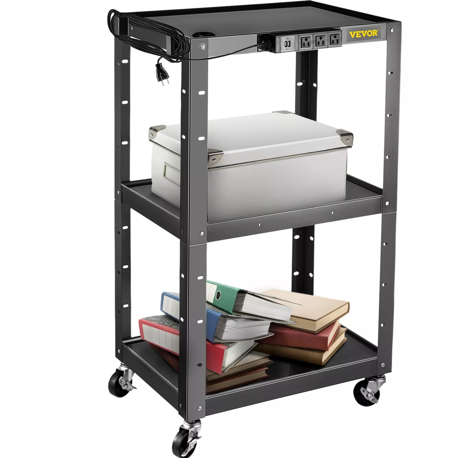 Mobile Height-Adjustable AV Cart with Power & Cable Control