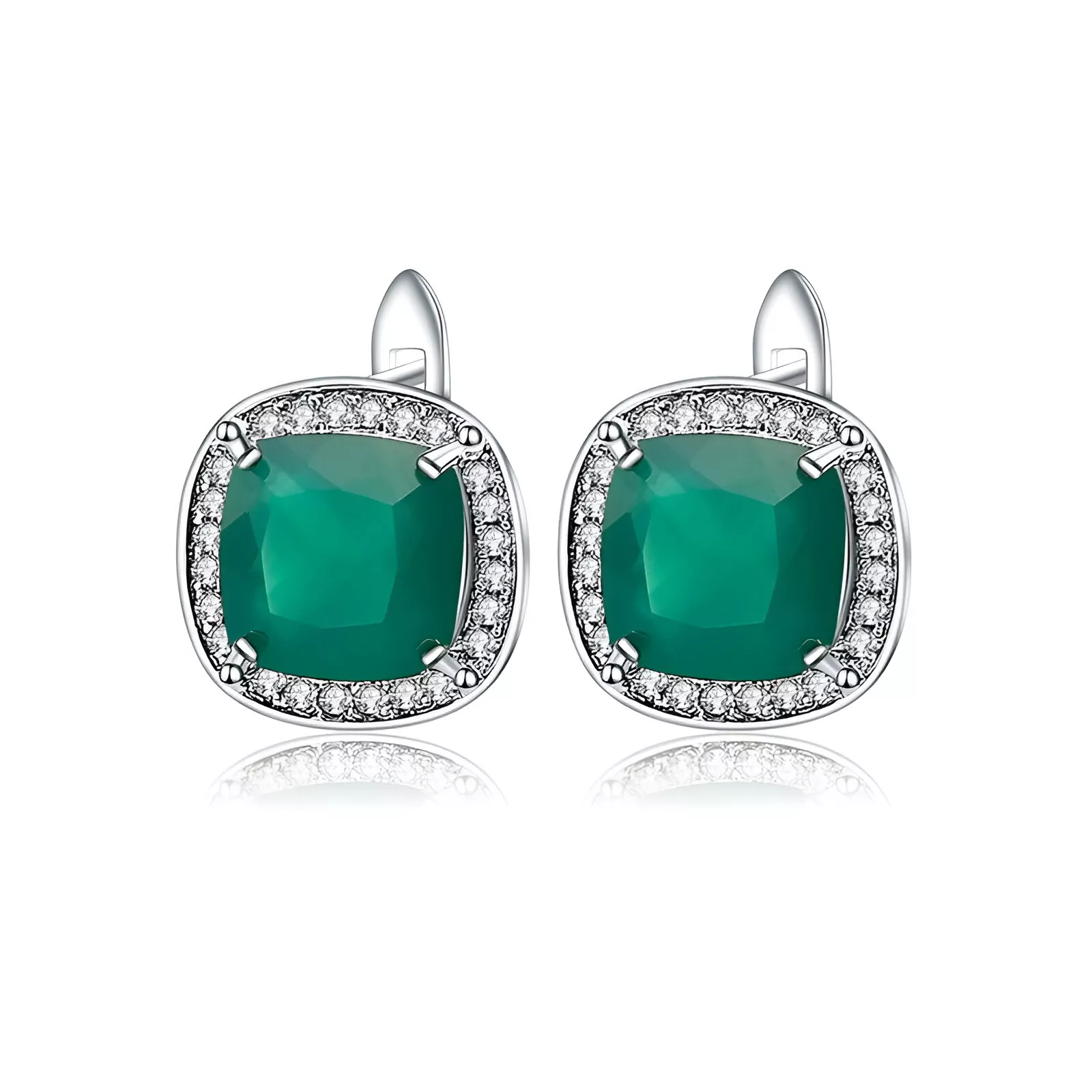 Vintage Green Agate Clip Earrings: 2.2ct in Sterling