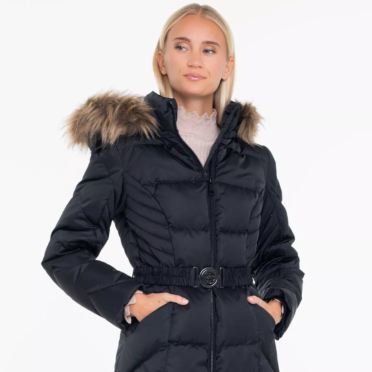 Guess Women’s Black Zip-Up Jacket: Fit, Style & Care