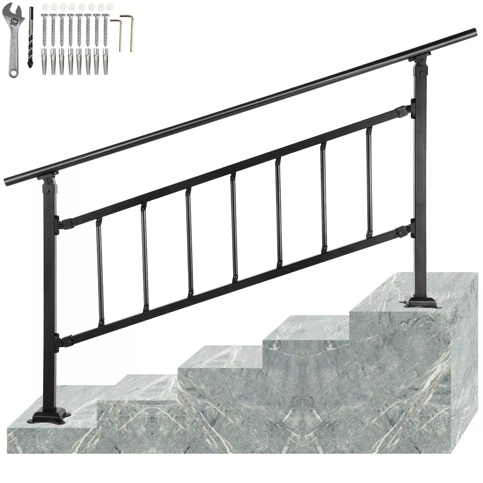 Adjustable Outdoor Stair Railing for 1–5 Steps