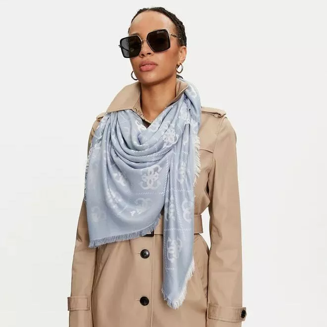 Guess Women’s Pink & Gray Printed Scarf Styling Guide