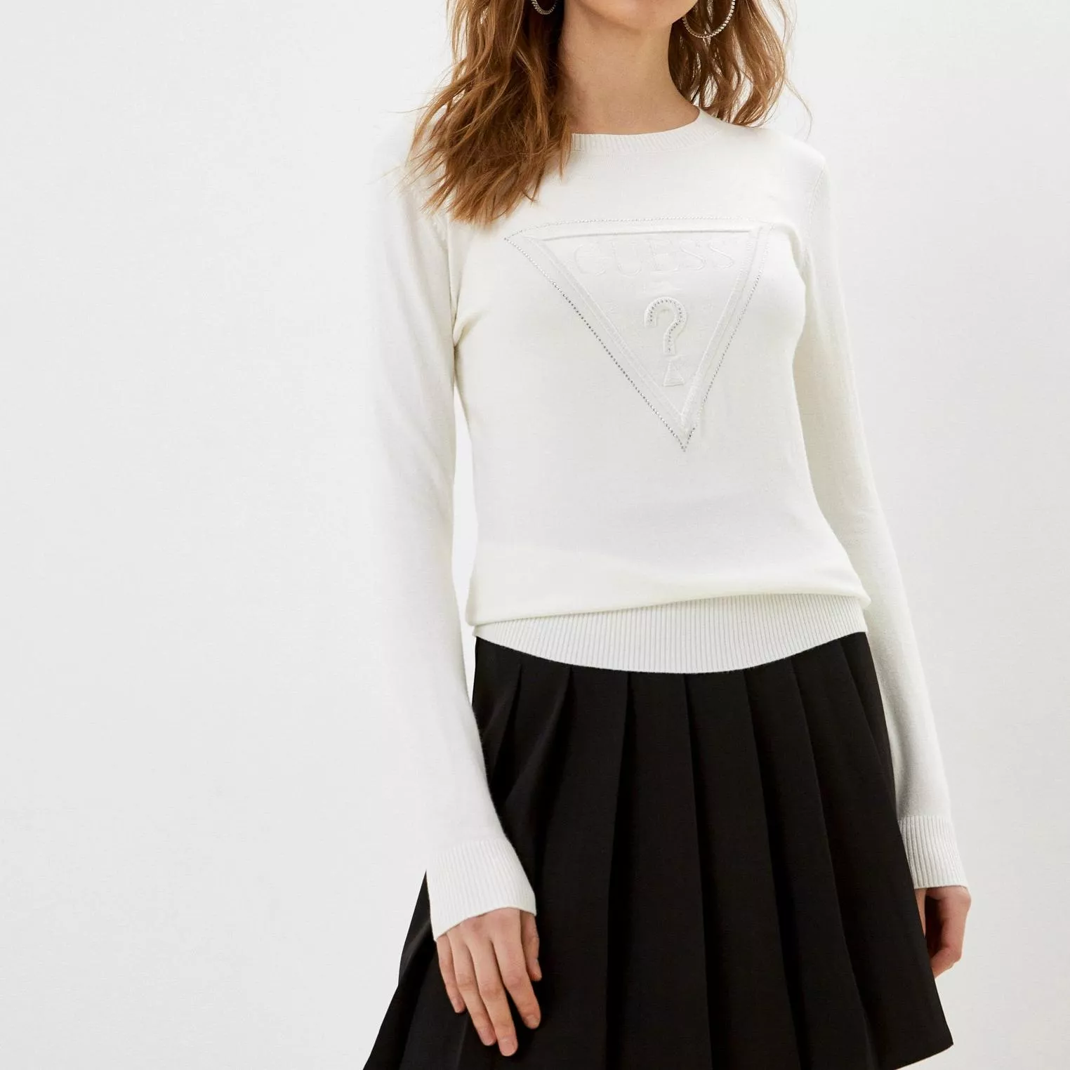 Guess Women’s White Knitwear Sweater: Winter Styling Guide