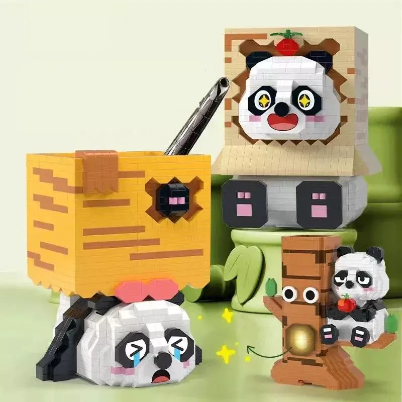 DIY Panda Block Pen Holder: Tree Stump Desk Organizer